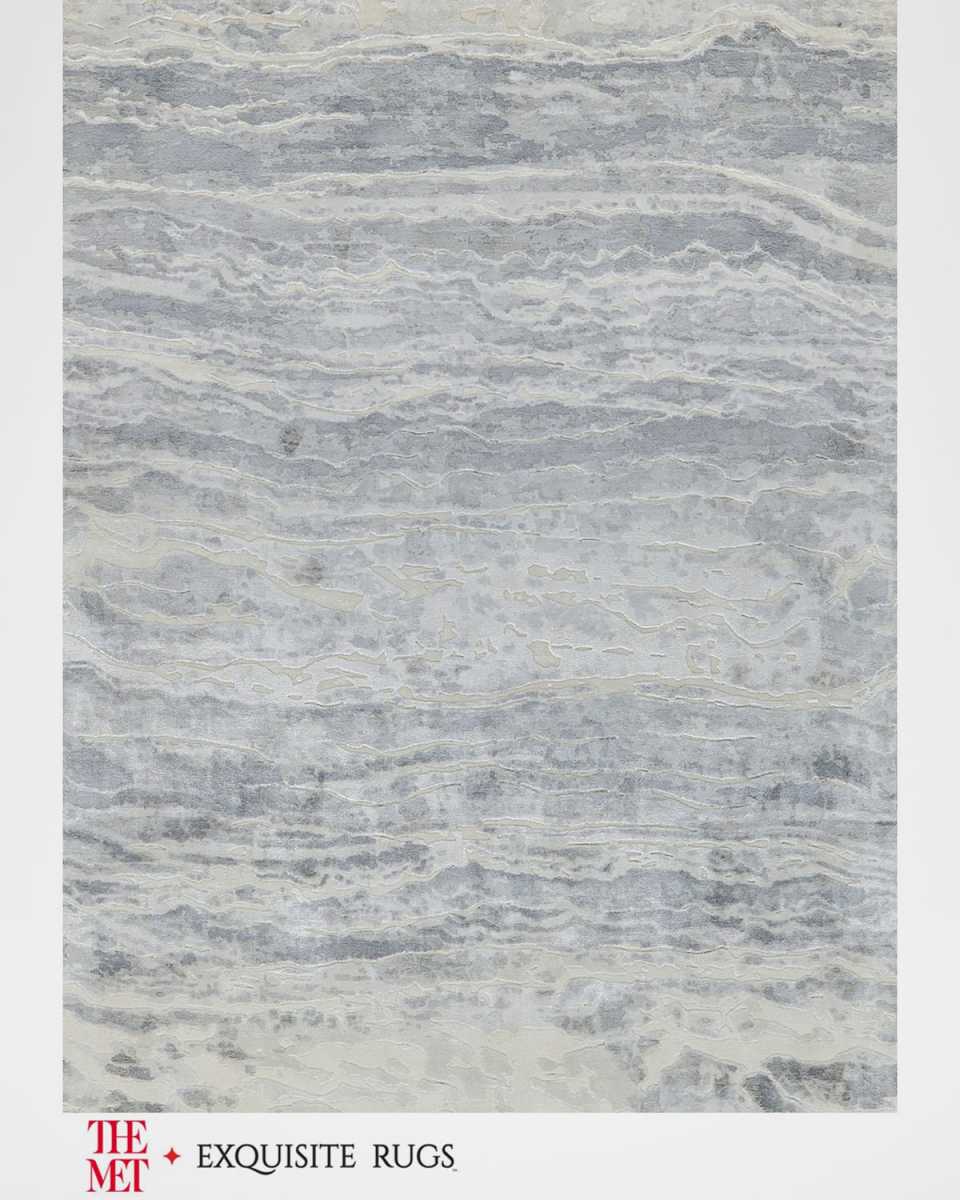 Travertine Hand-Loomed Silver Rug, 8' x 10'